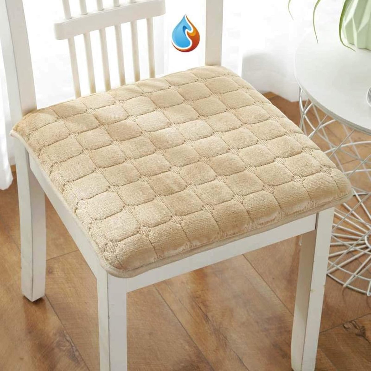 Dikke Eetkamerstoelkussens, Streep Effen Kleur Zachte Zitkussens Stoelen Gewatteerde Kussens Met Tie Voor Eetkamer Thuiskantoor Keuken Binnen-Lichtgeel 50x50cm/15.7"x15.7"