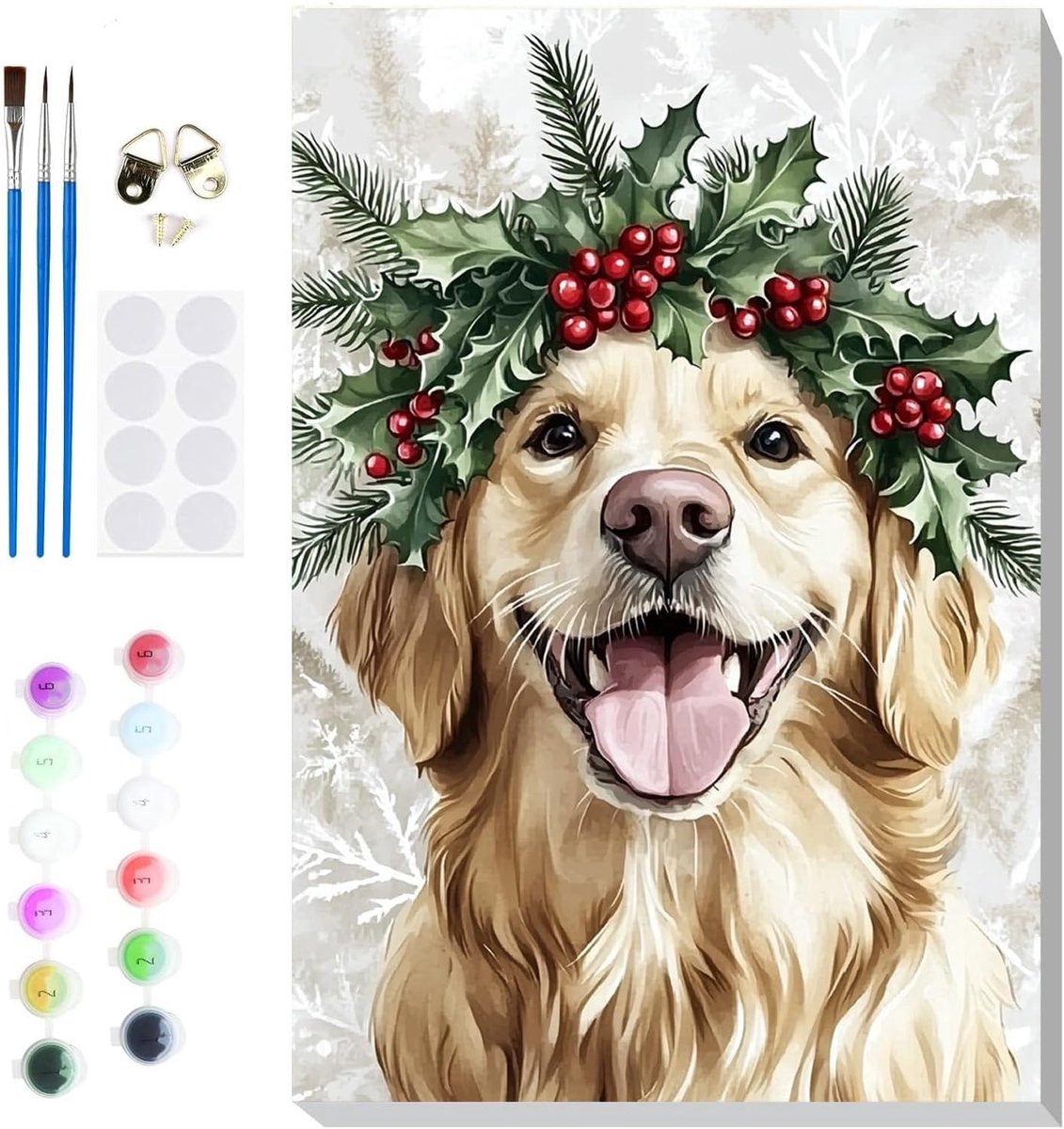 Verf op nummer voor volwassenen 20x30cm - Golden Retriever - eenvoudig te schilderen - perfecte ontspanning - ShopVlot