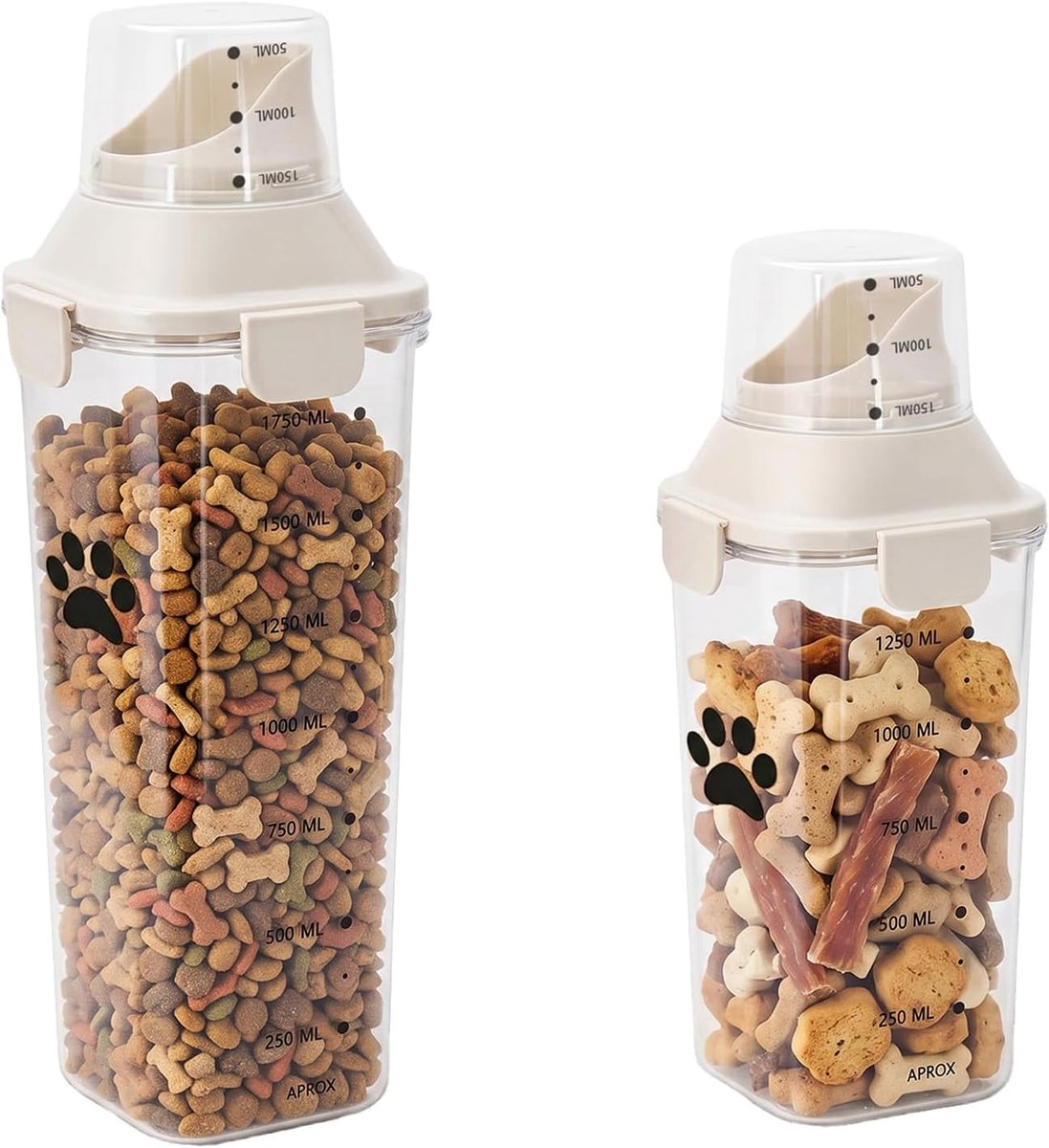 Hond set van 2 met 4 clips transparante snackbox