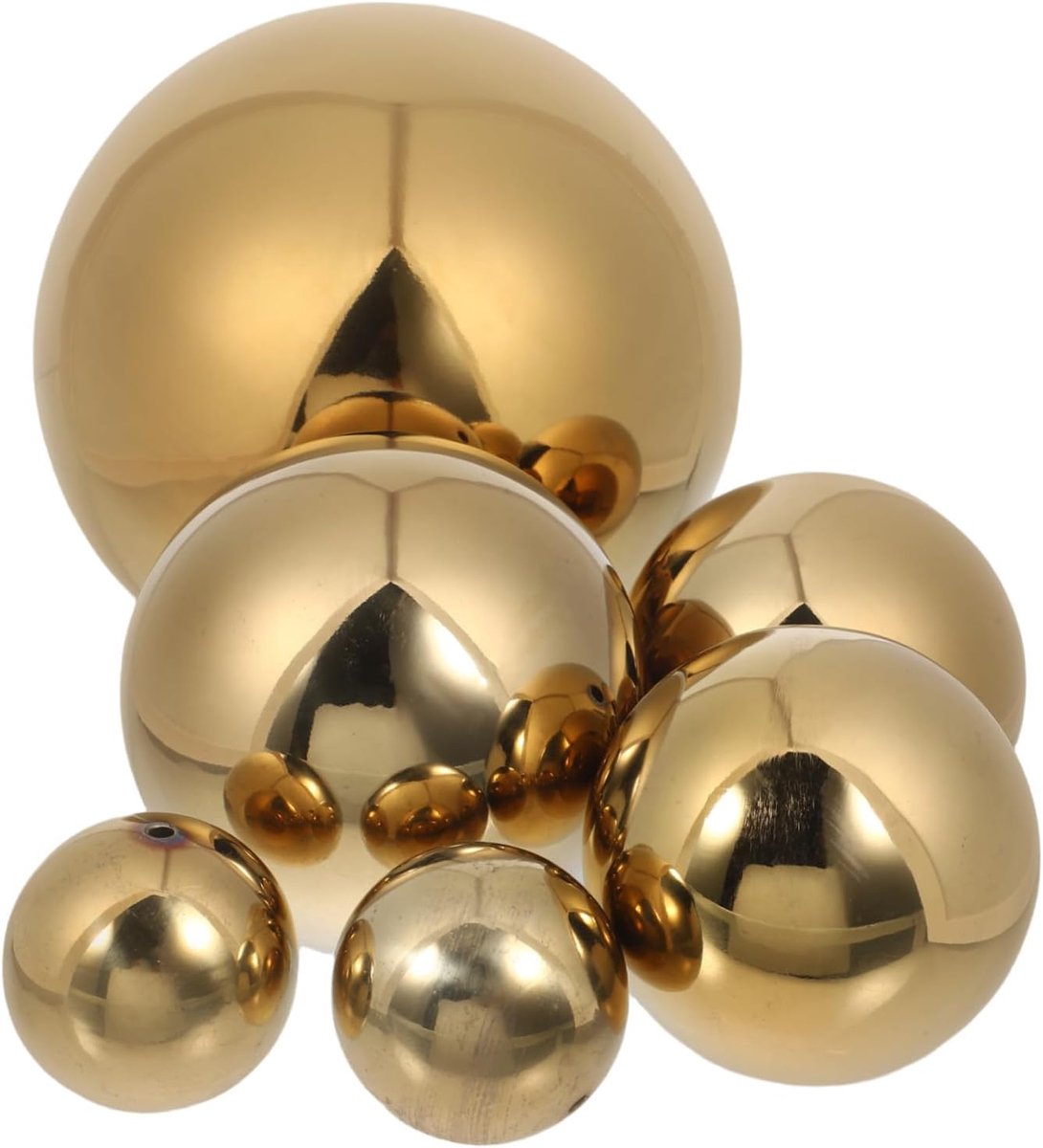6 Stuks Delige Gouden Spiegelende Roestvrijstalen Tuinbollen Holle Reflecterende Sferen van Lichte Decoratieve Spiegels voor Tuin Feestelijke Buitenversiering
