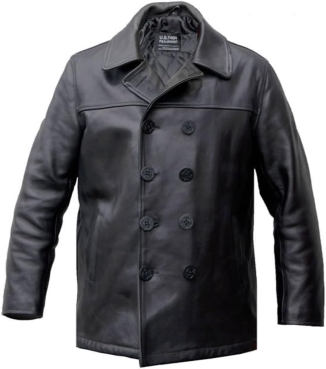 House PEA Coat heren lederen jas US Navy Black