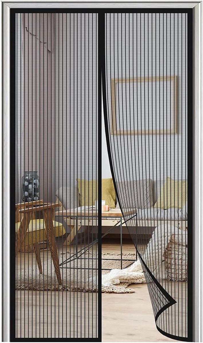Hordeur, polyester magnetisch automatisch afdichten handenvrij, anti-muggennet, vliegengordijn, gaas, voor balkon woonkamer - zwart-A|| 95x200cm (37x78inch)