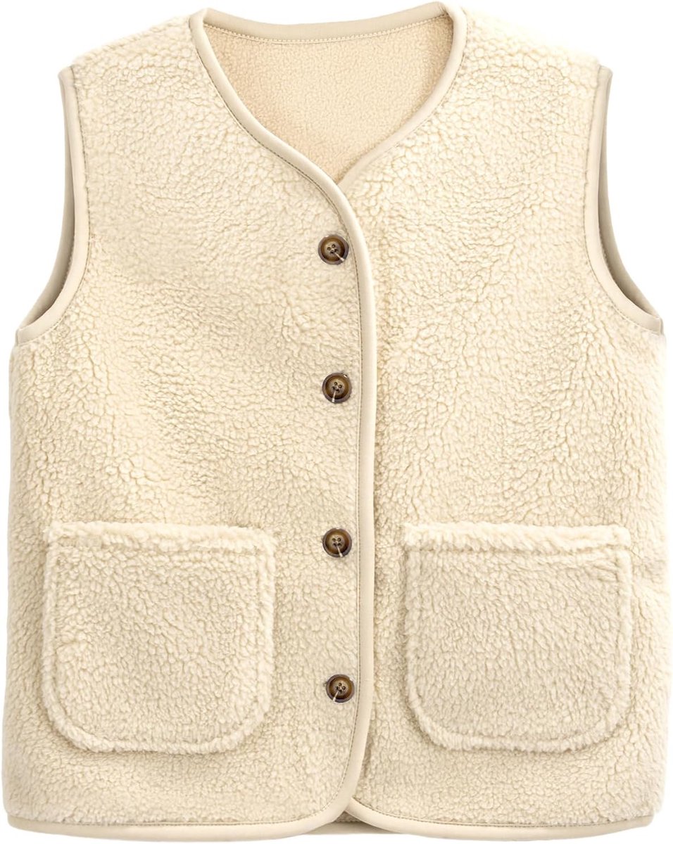 Vest voor kinderen, fleece vest met V-hals voor jongens en meisjes, warm pluche vest voor de winter