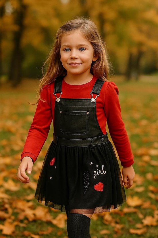 Mayoral 4926 Tuinbroek met zwarte kant voor meisjes, 6 jaar, Zwart, 6 Jaar — afbeelding 2