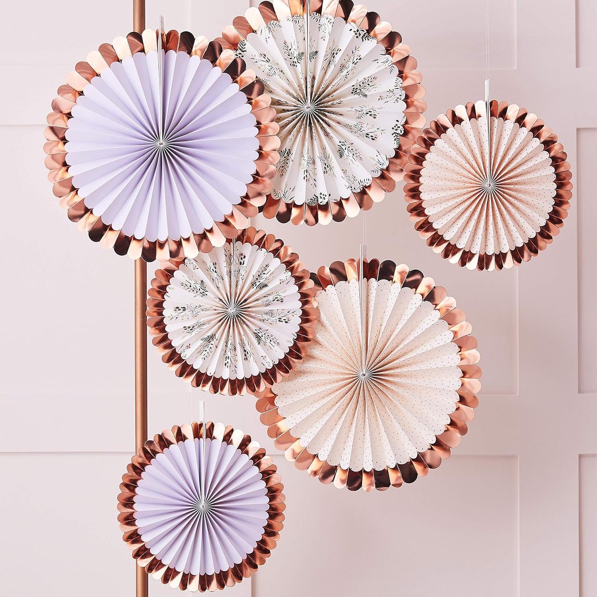Ray Theeparty-decoraties, roodgoud, pastel- en bloemenpatroon, 6 stuks