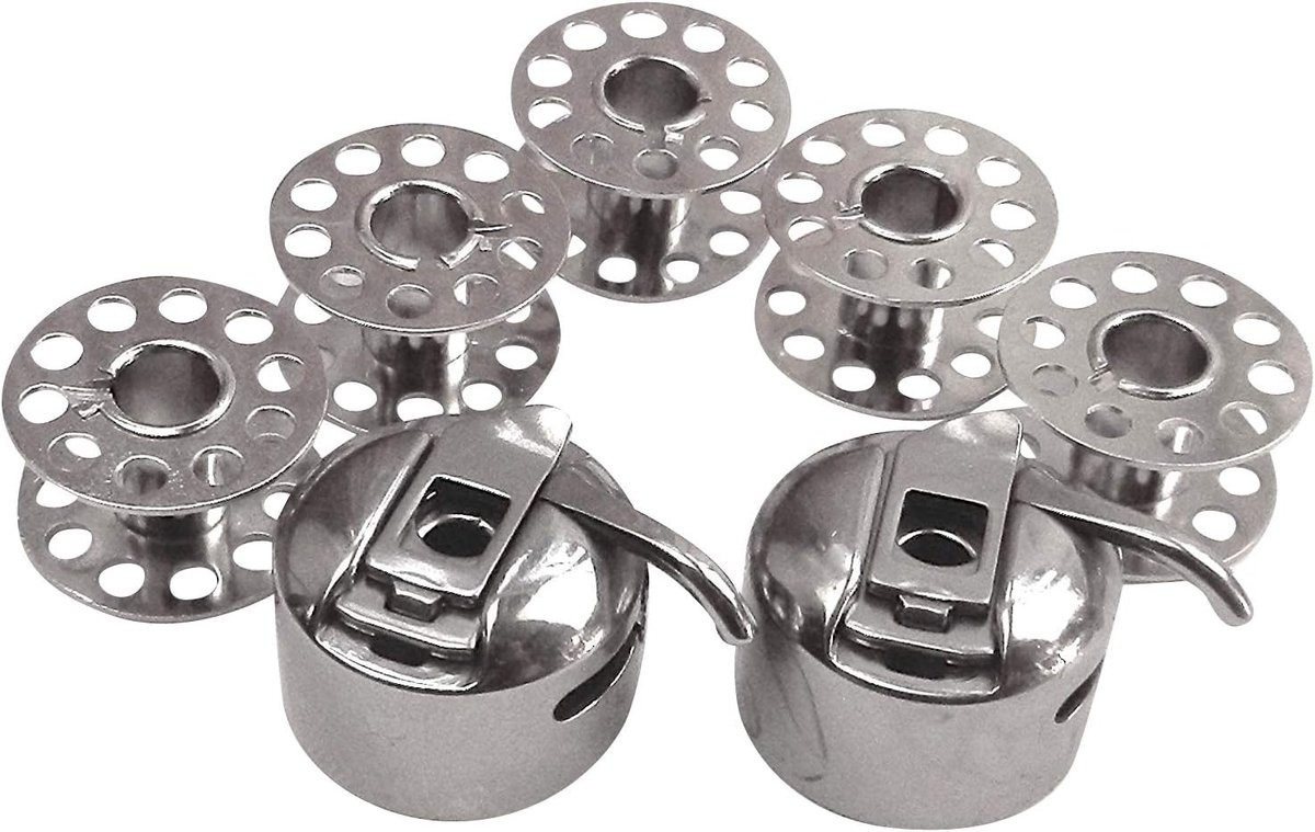2 stuks spoelcapsule + 5 metalen spoelen voor Necchi 270/524 / 559 naaimachine
