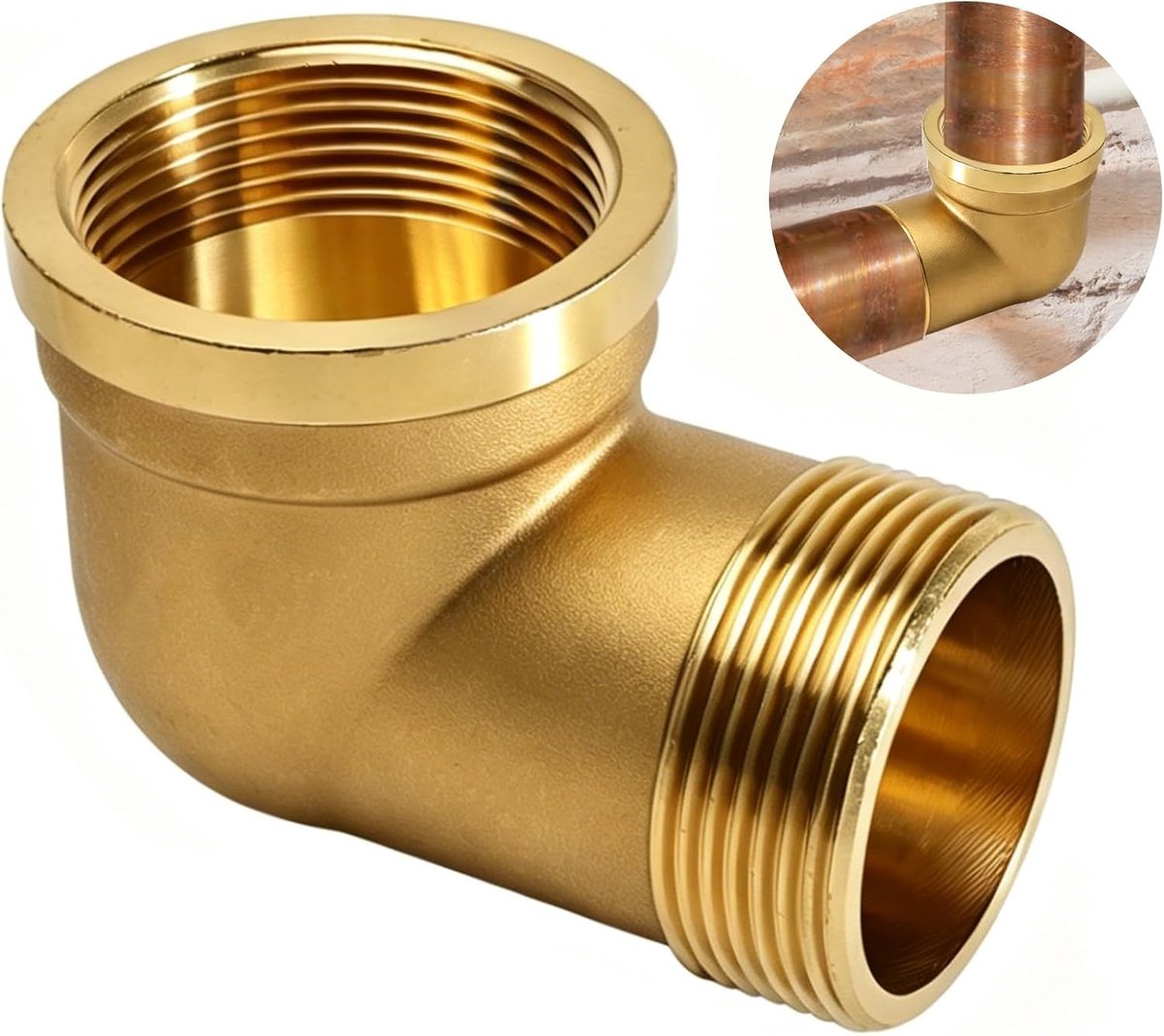 1 stuk messing hoek 90°, 1 1/2 inch boog messing, 1 1/2 inch binnendraad x buitendraad sanitair aansluitstukken hoek, hoek 90 graden IG/AG, DN40 buishoek boog voor buisaansluiting watertank tuin