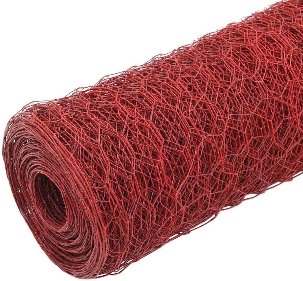 Draadomheining staal 25x1 m rood voor volières, konijnen- en kippenkooien, waterdicht en weerbestendig