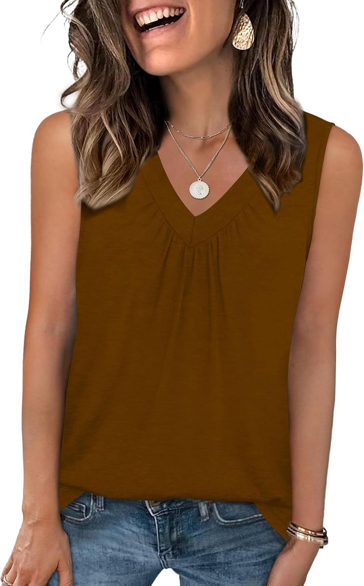 Zomer Casual Vest Tank Tops Losse Fit V-hals Mouwloos T-shirt Top