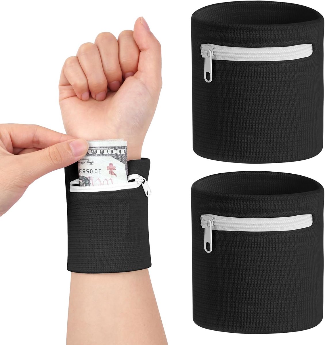 Polstas met ritssluiting, sport- en turnzaal, basketbalarmbanden, absorberende polszweetbanden, met ritssluiting, voor handbal, voetbal, tennis