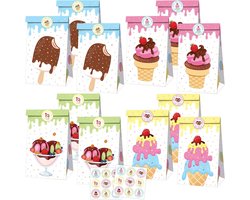 cadeauzakjes, ijscrème papieren zakjes, ijscrème cadeautjes, PQKL-party papieren snoepzakjes, cadeauzakjes kinderverjaardag, kinderverjaardag, gastgeschenken, verjaardagszakjes, cadeautjes voor