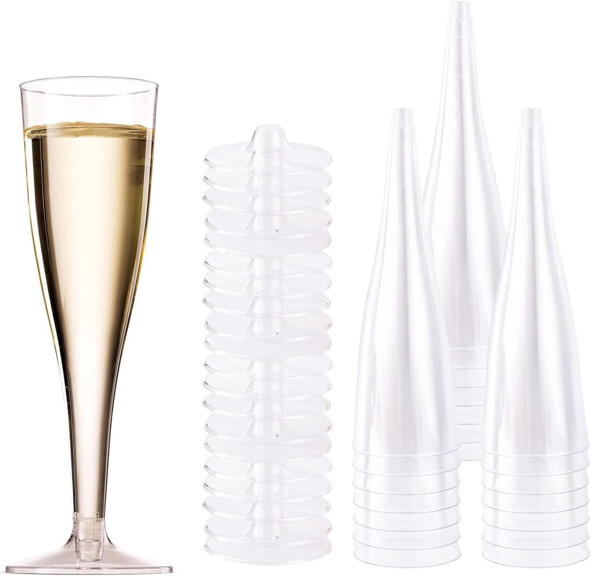 champagneglas, herbruikbare doorzichtige glazen voor bruiloften, verjaardagen en feesten (17,5 cm)