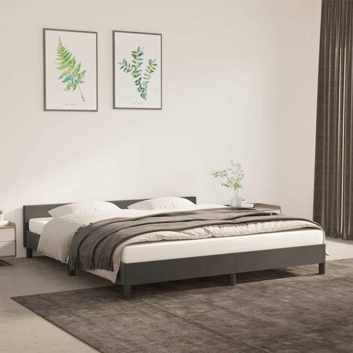 Zonder matras 180x200 cm fluweel donkergrijs zacht fluweel met hoofdeinde stevige lattenbodem voor slaapkamer woonkamer