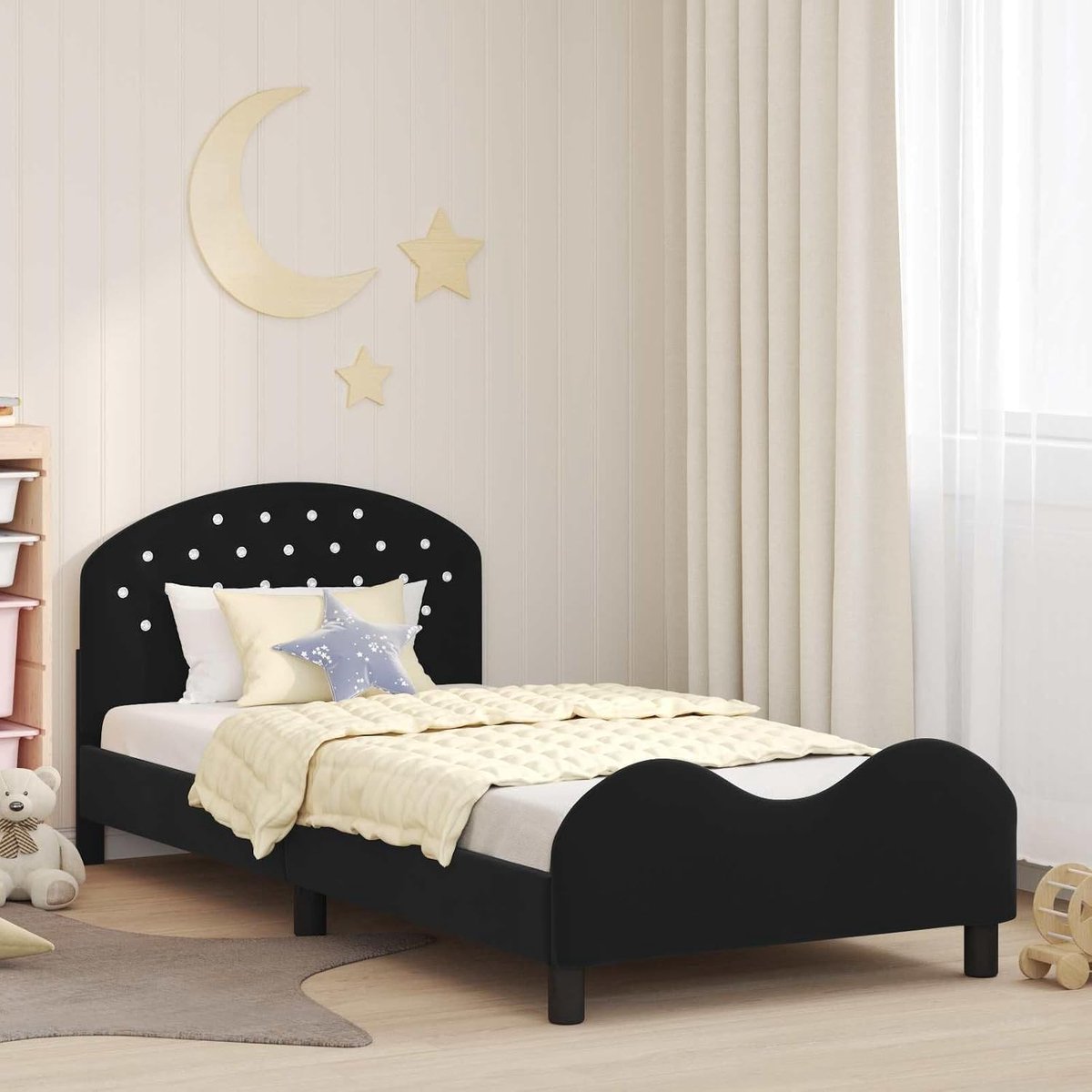 Hoekbedframe minimalistisch kindermodel Zwart 80 x 200 cm