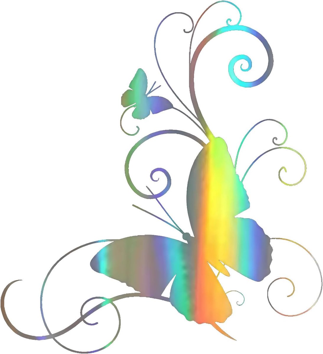 Vlinderstickers, regenboogkleuren, waterdicht, uv-bestendig, voor laptop, koelkast en autodecoratie (22 cm)