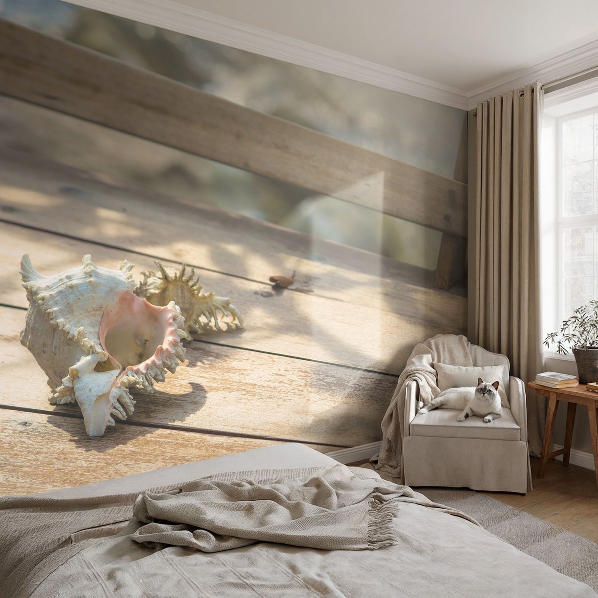Coloray Vliesbehang - Bruin Snellijm Behang - 152x104 cm - Ontspannende Scène Fotobehang Vlies - Woonkamer behang Landschappen - Muurschildering - Woonkamer behang