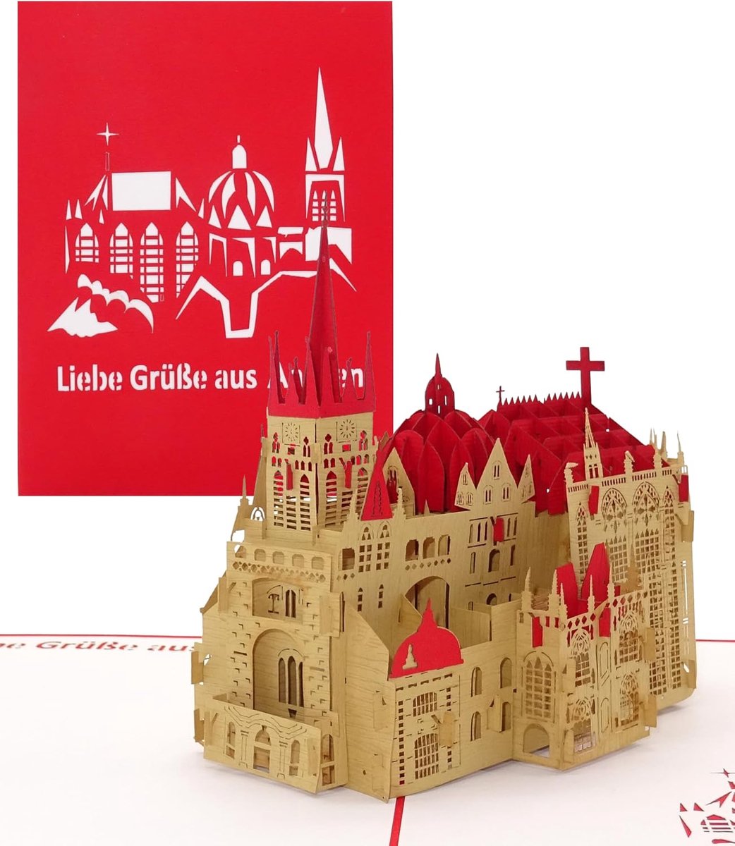 3D kaart Aachener Dom"Liefde Groet uit Aachen" - pop-up kaart als geschenk, verjaardagskaart, souvenir, uitnodiging & voucher voor het reizen van de stad