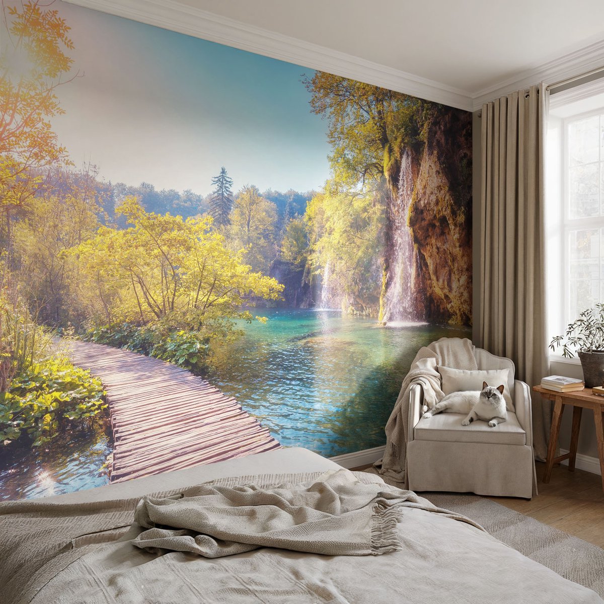 Coloray Vliesbehang - Groente Snellijm Behang - 104x70 cm - Natuurlijk Landschap Muurschildering - Gang behang Landschappen - Fotobehang Vlies - Slaapkamer behang