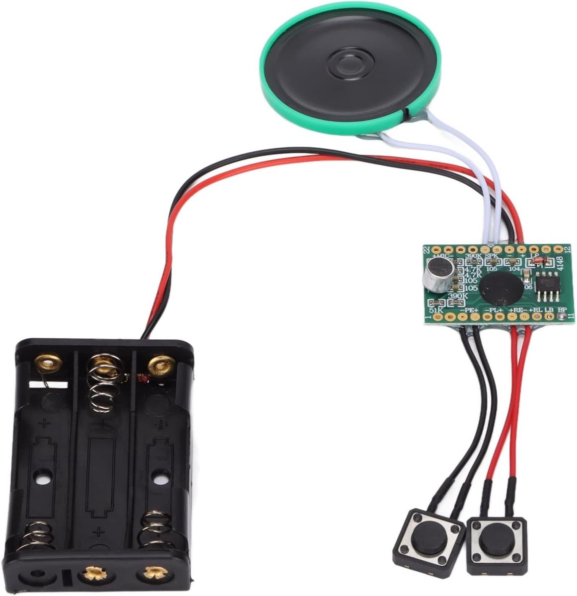 4 Minuten DIY-spraakmodule, Opneembare Geluidschipmodule, Knopbediening Muziek Geluid Praten Opneembare Chip, voor Wenskaart, Audiokaarten Kerstcadeaudozen, Enz