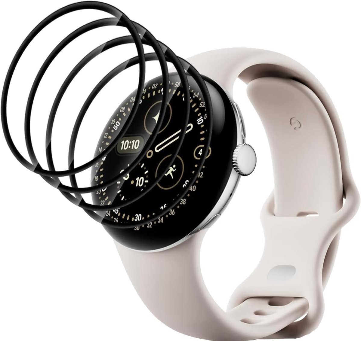 Beschermfolie voor Google Pixel Watch 4 41 mm, pantserbescherming, glas, 4 stuks, 9H/HD displaybescherming/luchtbelvrij, pantserfolie voor Google Pixel Watch 4 41 mm