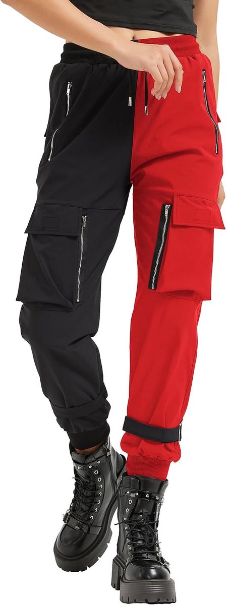 cargobroek voor dames, losse broek met meerdere zakken, multi-rits, punk, gothic broek
