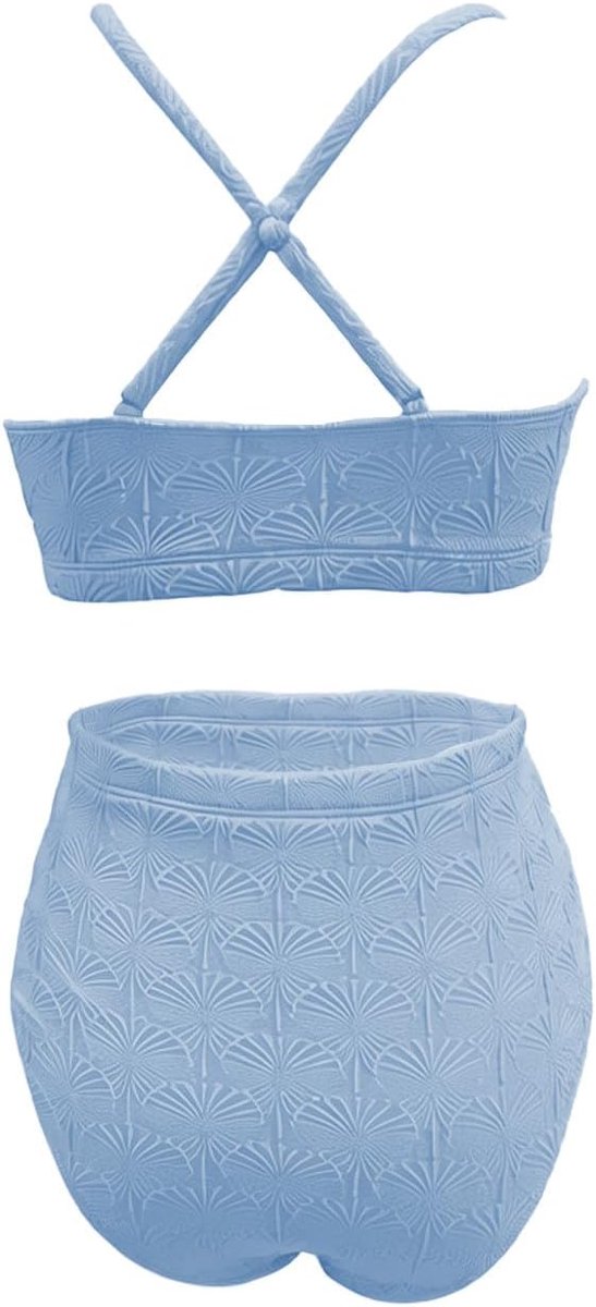 Sexy bikini met push-up bh en hoge taille, knoopdetail en schelpmotief