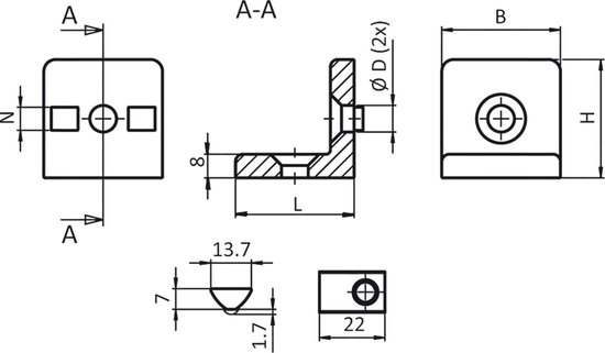 Verbindingshoek Item Systeem Set met sleufmoeren 8 voor aluminium profiel 40x40 — afbeelding 4