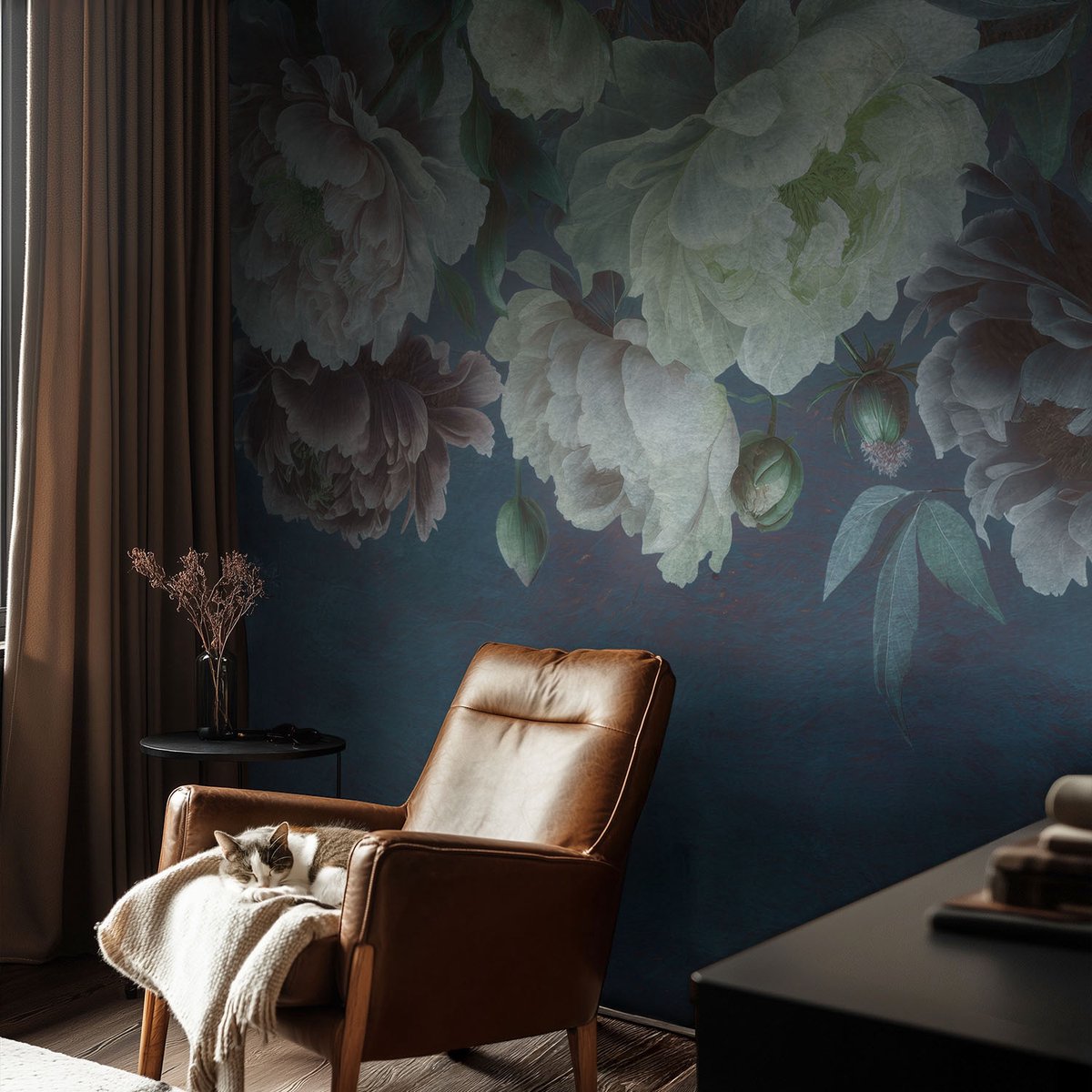 Coloray Vliesbehang - Marine Snellijm Behang - 104x70 cm - Bloemige Elegantie Fotobehang Vlies - Woonkamer behang Bloemen En Planten - Muurschildering - Hal behang