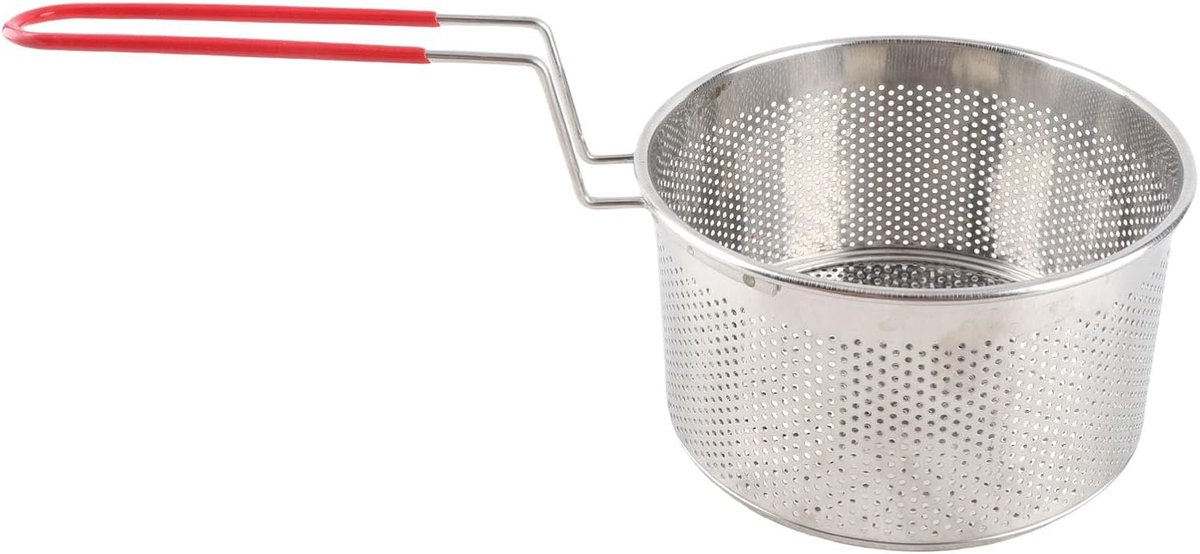304 Roestvrij Staal Rond Frituurmandnet met Hittebestendig Handvat voor Keukenrestaurant, Café-barbecue (18 cm / 7,09 inch)
