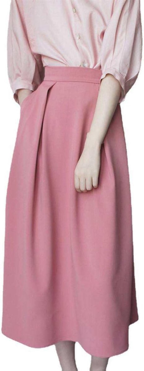 Perzik Roze Hoge Taille Rok - Geplooid Design Trendy Forenzenpak Voor Dames, Modieus En Zacht, Windzacht, Huidvriendelijk A-Lijn Paraplurok,Pink,L