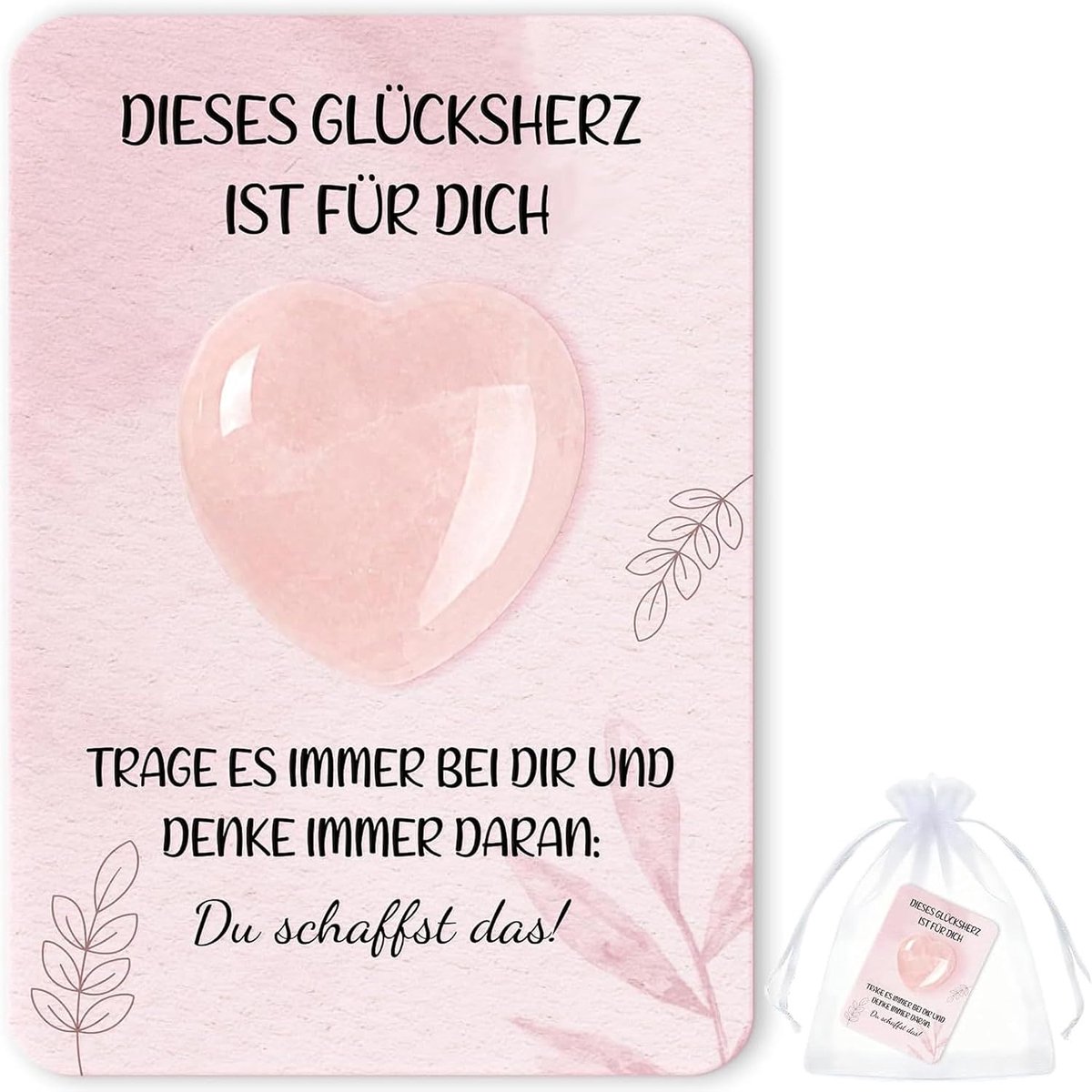 Set – 1 gelukssteen, fluwelen zakje & kaart