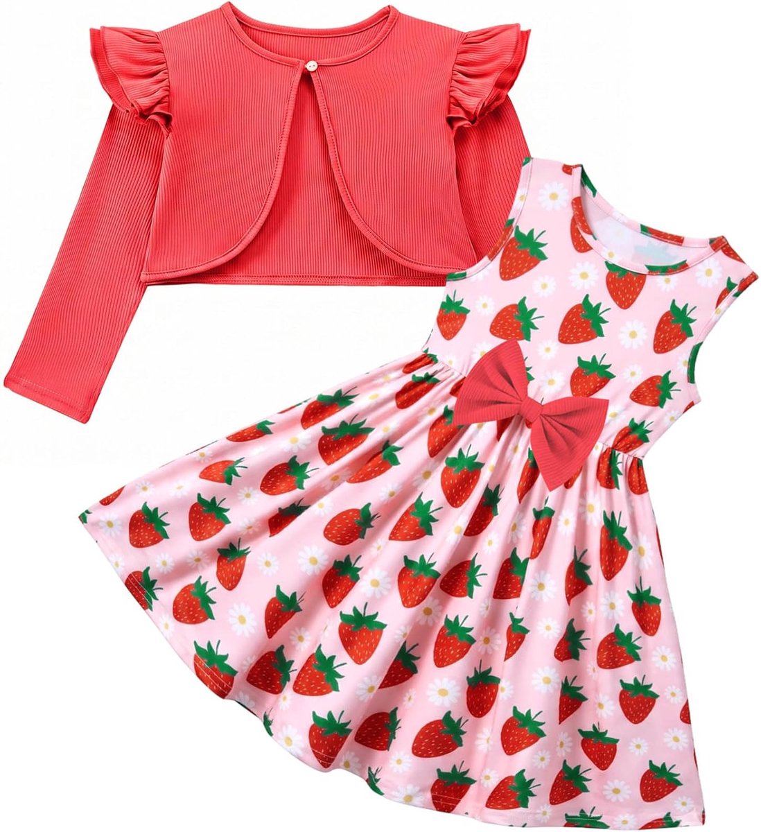 Meisjes Jurk en Vest Set Bloemen Mouwloze Jurken voor 1-7T