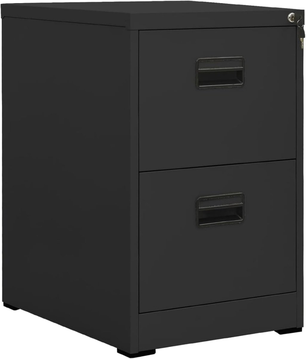 Archiefkast met 2 laden en slot, bureaukast, opbergkast, meubels, ladekast voor kantoor, staal, antraciet, 46 x 62 x 72,5 cm