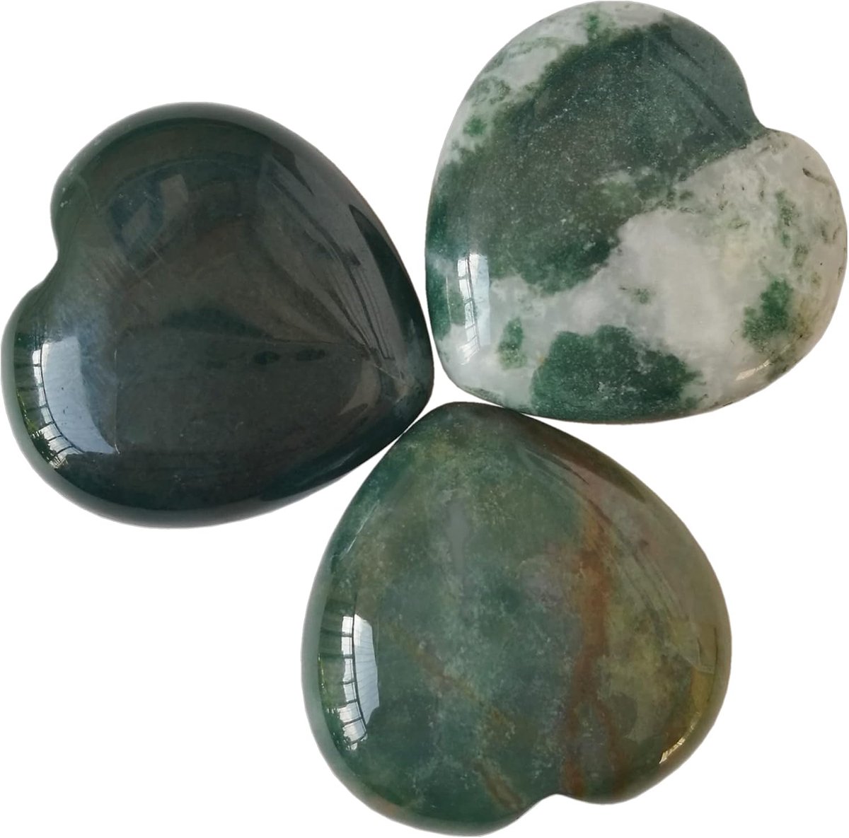 3 stuks natuurlijke Indiase agaattas palm duim helende kristal hart liefde zorgenstenen, 25 mm Reiki compensatiekristal en helende stenen