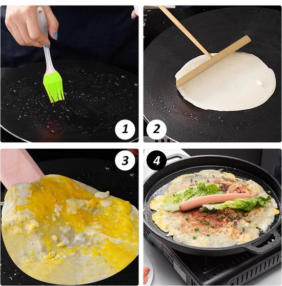 2 stuks crêpes spatel, 1 kwast, applicator van crêpehout, accessoires voor het maken van crêpes, crêpes, galettes — afbeelding 3