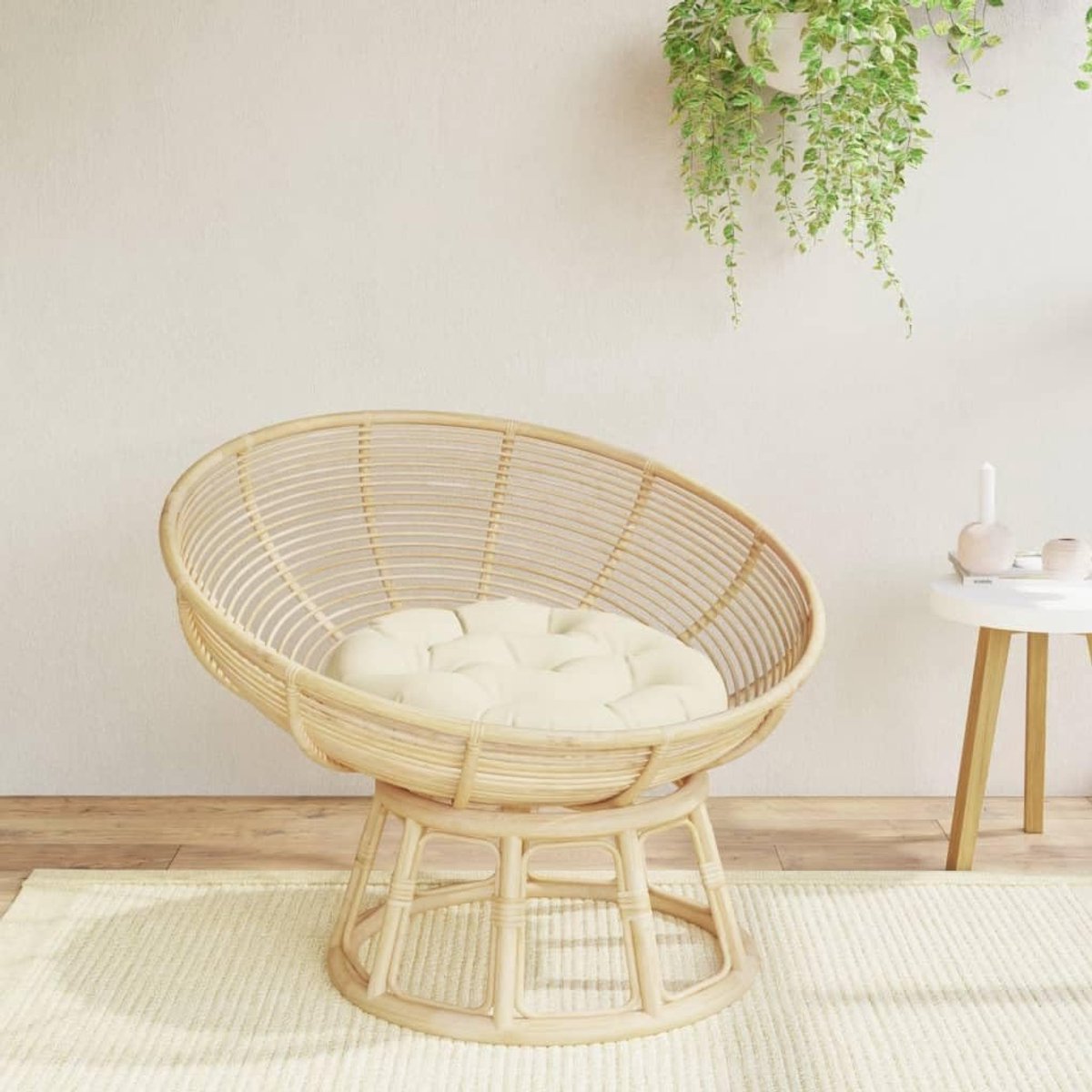 Zitkussen crème Ø 60 cm van waterafstotend Oxford-weefsel met zachte holle vezelvulling, ideaal voor tuinmeubelen en binnenruimtes