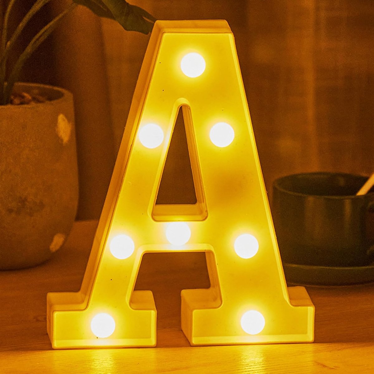 3D-lamp, verlichte letter, decoratie, nachtlampje, voor kerstlamp, bruiloft, feest, verjaardag (A)