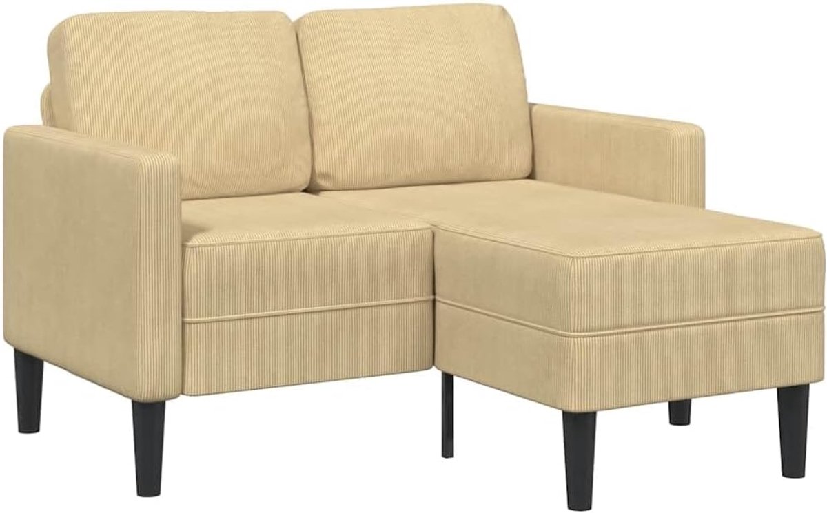 2-zitsbank met chaise longue in grijsgroen 125 cm gemaakt van duurzaam linnen stof voor woonkamer, hoekbank met ademende hoes en stabiel