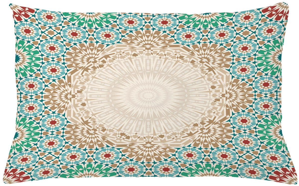 ABAKUHAUS Boho Kussenhoes, Antike Blumenmosaik-Formular, Kussenhoezen met Dubbelzijdige Print Kleurecht Wasbaar en Ritssluiting, 65 x 40 cm, Meerkleurig
