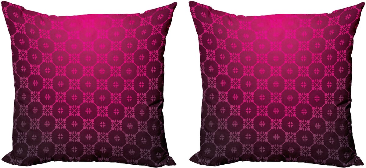 ABAKUHAUS Damast Sierkussenhoes Set van 2, Mittelalterlicher Stijl Strepen, Modern Accent Dubbelzijdige Digitale Print, 45x45, Magenta