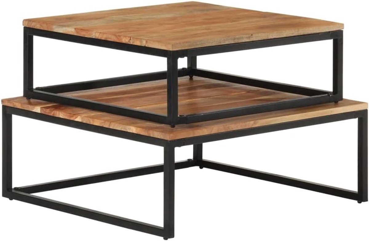 Tafel woonkamer banktafel set tafels 2 stuks. Massief hout acacia voor werkkamer, woonkamer, kantoor