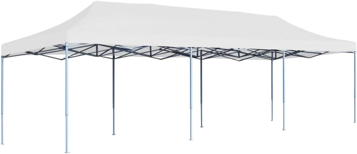 Opvouwbare pop-up partytent, tuintent, 9 x 3 x 3,15 m, met dak (pvc-coating), frame, partentent, paviljoen, zonwering, tuinpaviljoen, feesttent, biertent voor outdoor-evenementen, wit