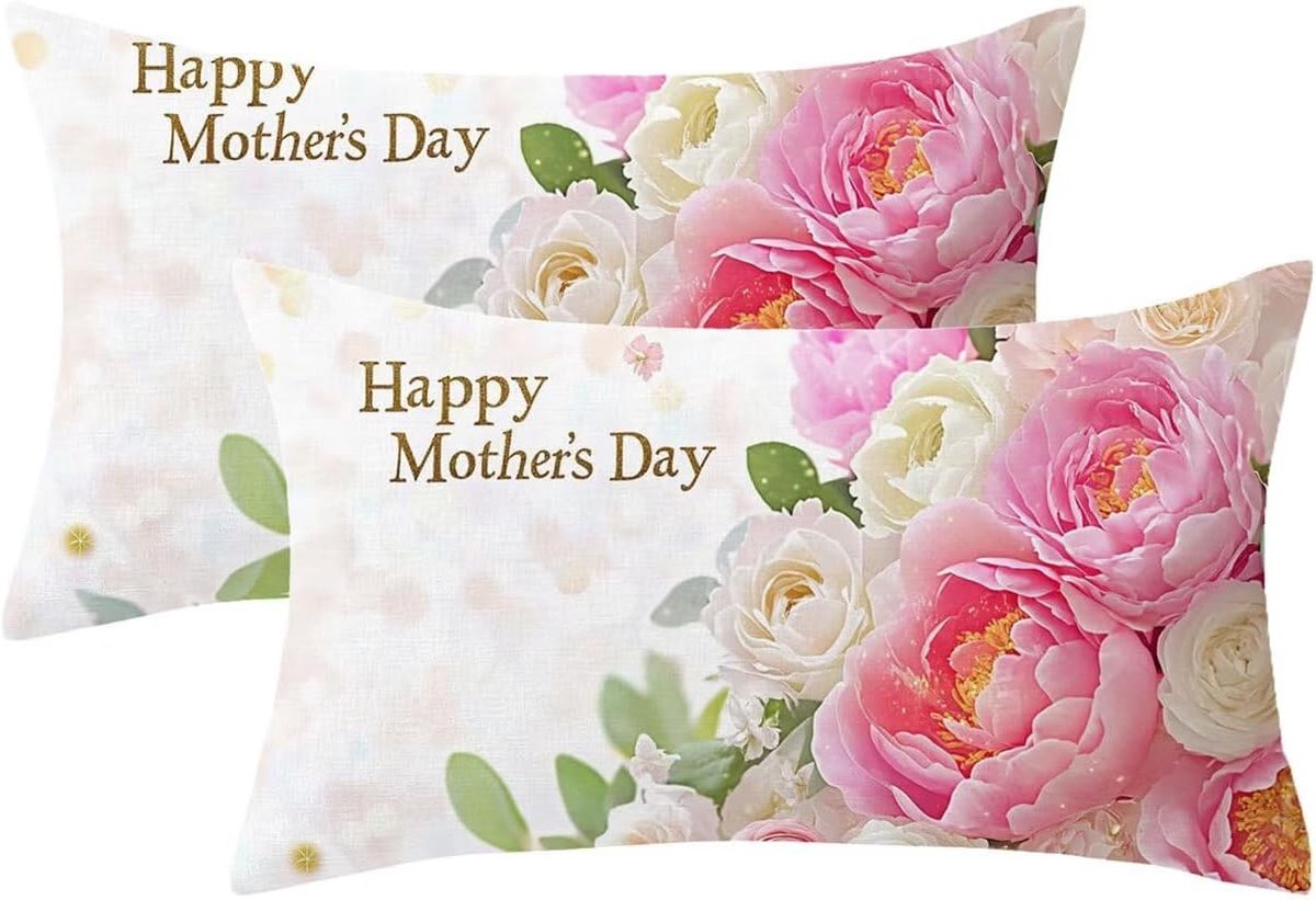 Set van 2 waterdichte kussenhoezen voor buiten, Moederdag, sofakussen, 60 x 80 cm, bloemenpatroon, kussenovertrekken voor bank, linnen, met verborgen ritssluiting, tuindecoratie, cadeau voor dames