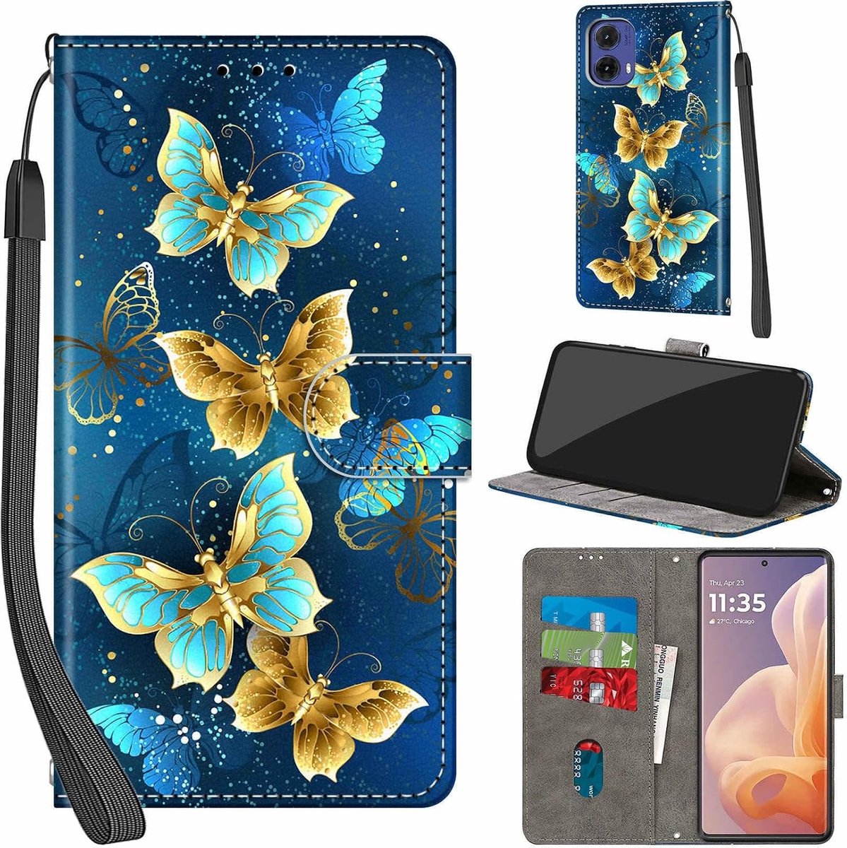 Hoesje voor Motorola Moto G85 5G, Vier vlinders