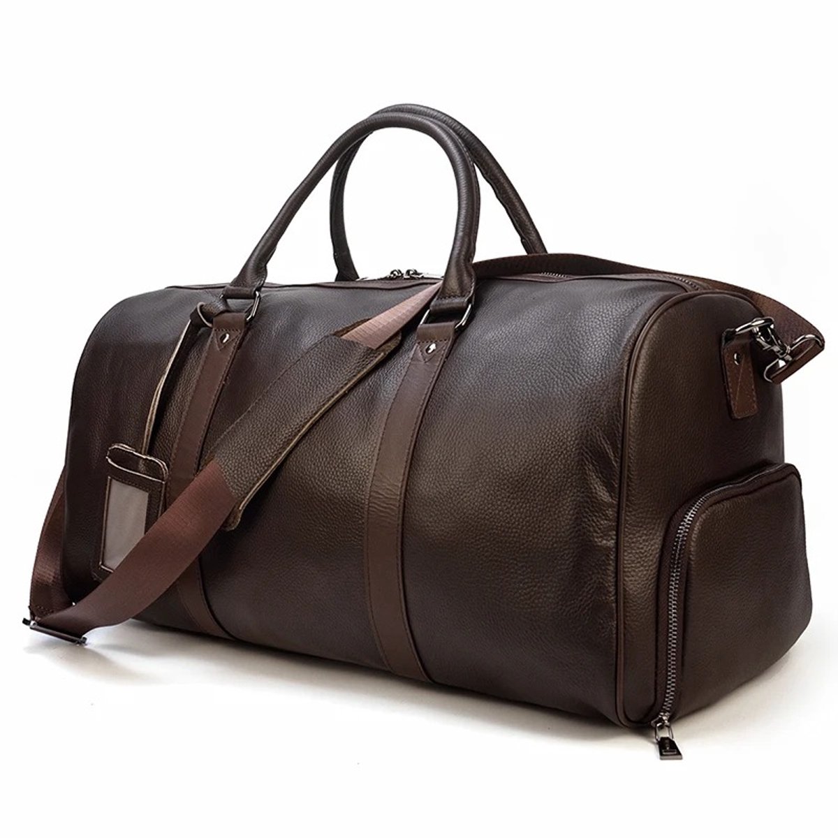 Homezo luxe reistas - Handbagage - Unisex - 100% koeleer - Schoenenvak - Kleding - Laptop - Extra zijvak - Schouderriem - Bruin