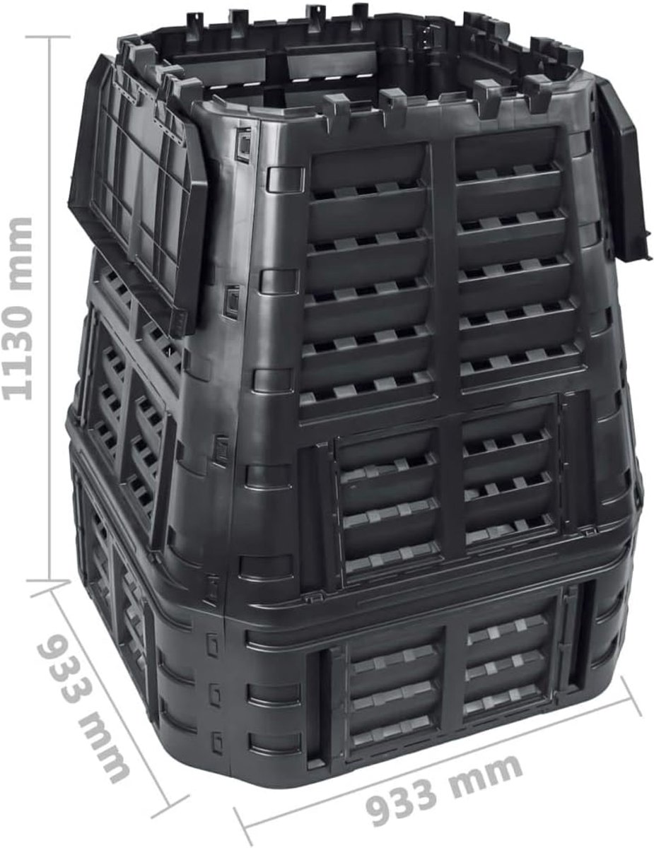 Thermo-compostbak voor de tuin, kunststof, inhoud 650 l, zwart