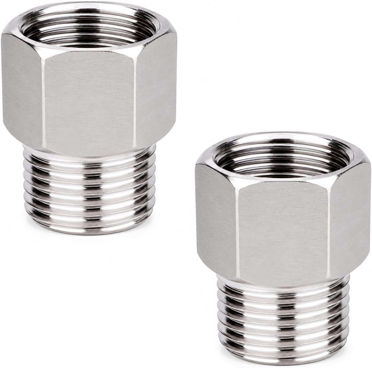 Verloopstuk 1/2 naar 1/2 inch, 2 roestvrijstalen dubbele nippels 1