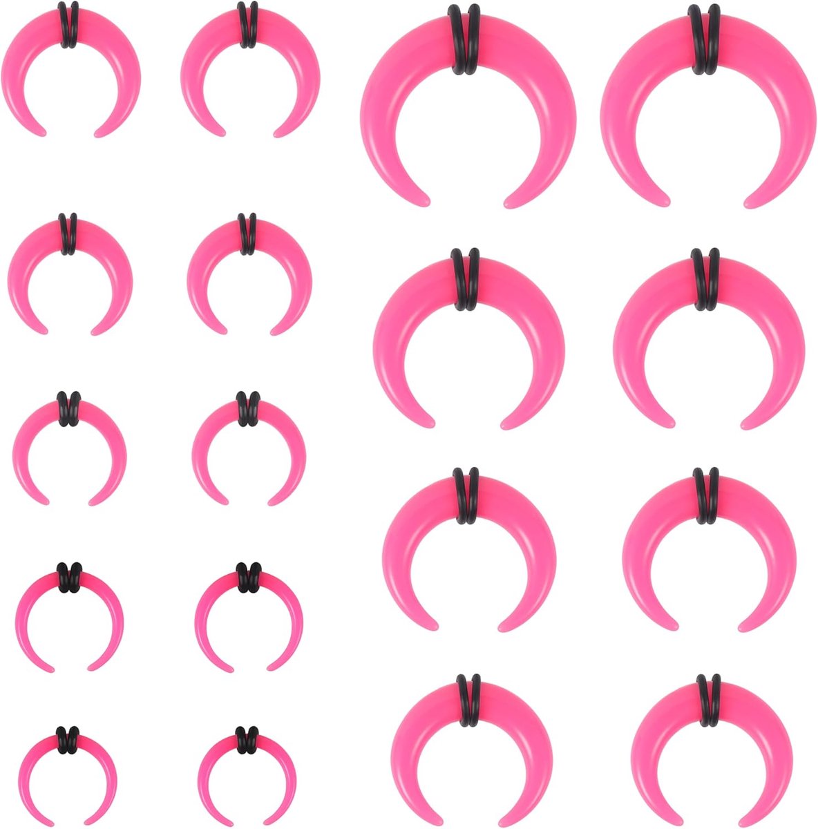 9 paar pincher taps toelopende septumringen, acryl buffelhoefijzer stretcher expander piercing kit voor het strekken van pierced neus oor gauge 9 maat 14G - 00G