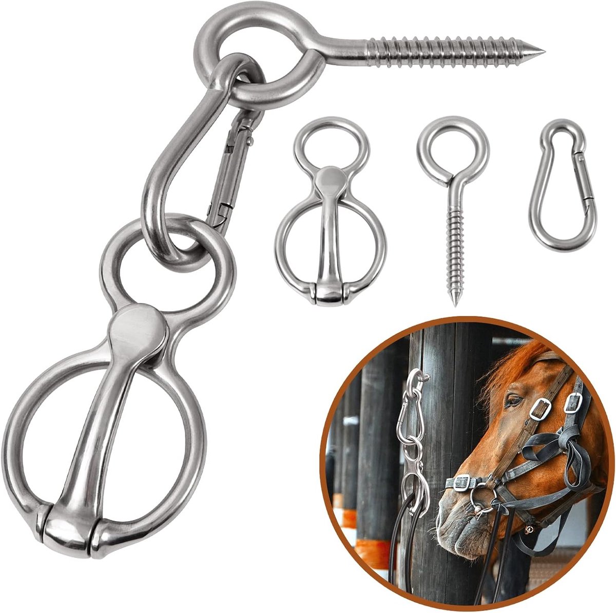 Vastbindring Blokker, Paardentuig en Benodigdheden, Paardentuiguitrusting, Veiligheidsaccessoires voor Paarden met Oogbout, Kruisbandringen voor Paarden om Trekken te Voorkomen-1 Stuk