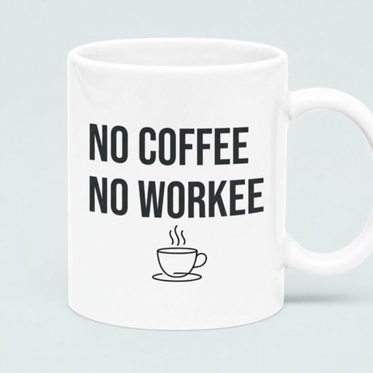 “No Coffee No Workee” 330ml Witte Koffiemok – Grappige Kantoor Quote – Perfect Cadeau voor Collega’s & Koffieliefhebbers